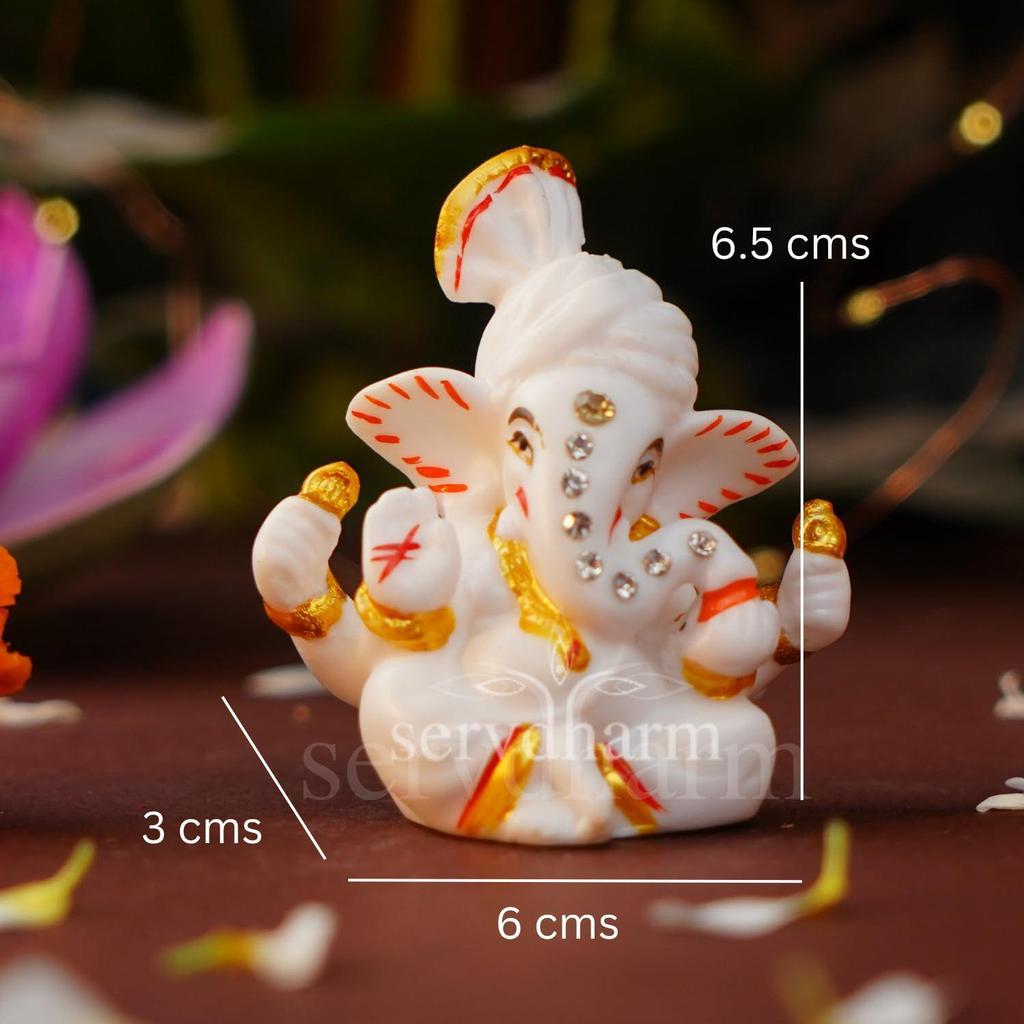 Pagri Ganesh Ji Murti Decorative Showpiece for Home Decor| Ganesh Idol for Car Dashboard Home Temple Office Desk Pooja Room
