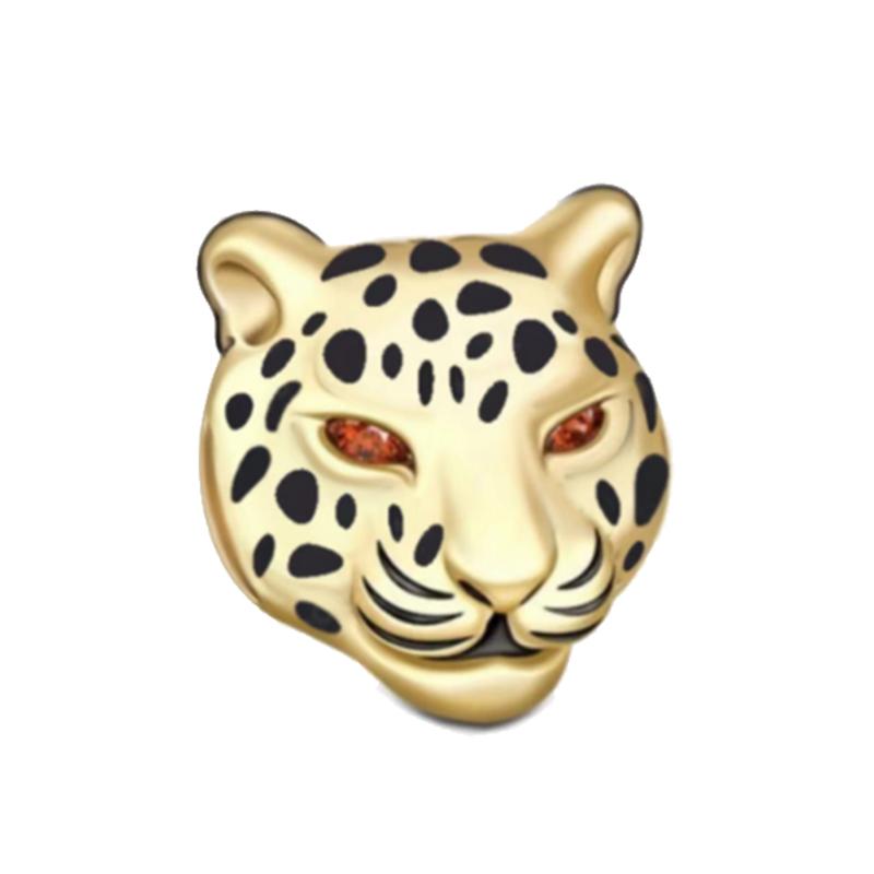 Copper Gold Color Guardian Leopard Cheetah Animal Dangle Charms Beads Pendant Fit Bracelet Necklace Diy Jewelry