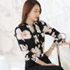 SURWENYUE høst Mote Damebluse Langermet Chiffon Slim Femal Hvit Svart print Bluse