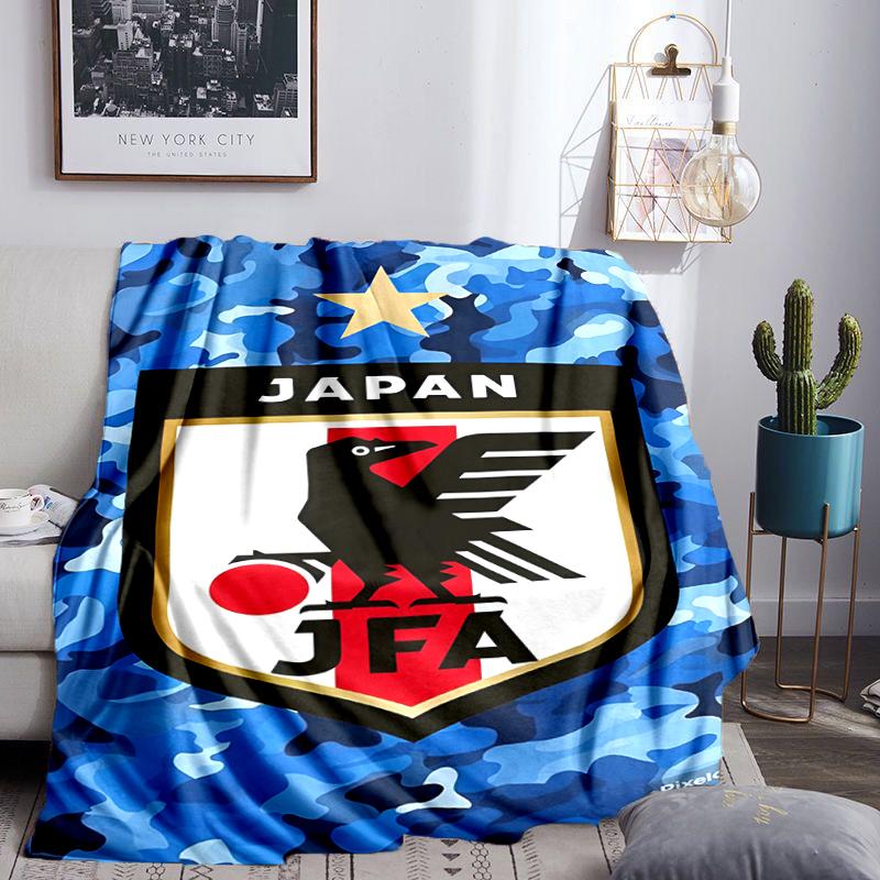 Japan Football Association Emblem Blanket Flannel Throw for Sofa, Indoor, Camping, Living Room, Office, Chair, And Bed Soft Birthday Gift