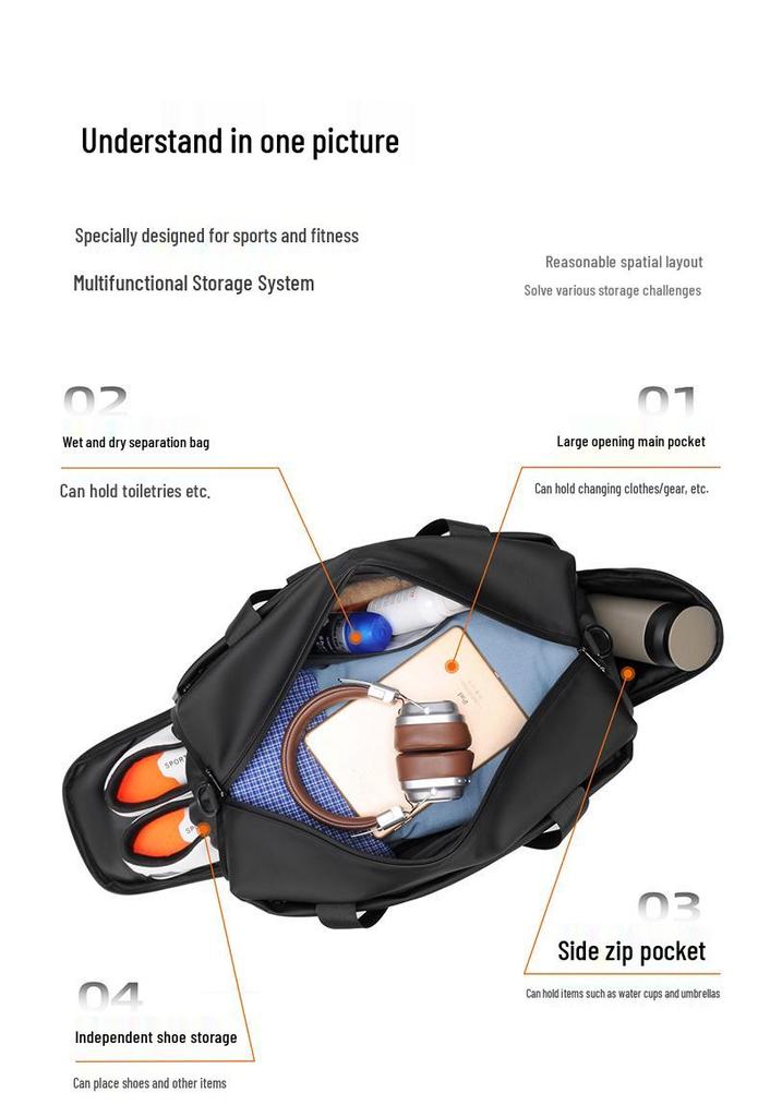 Men's Large Capacity Dry-Wet Separation Fitness Travel Bag - Crossbody, Handheld, Yoga & Sports Bag