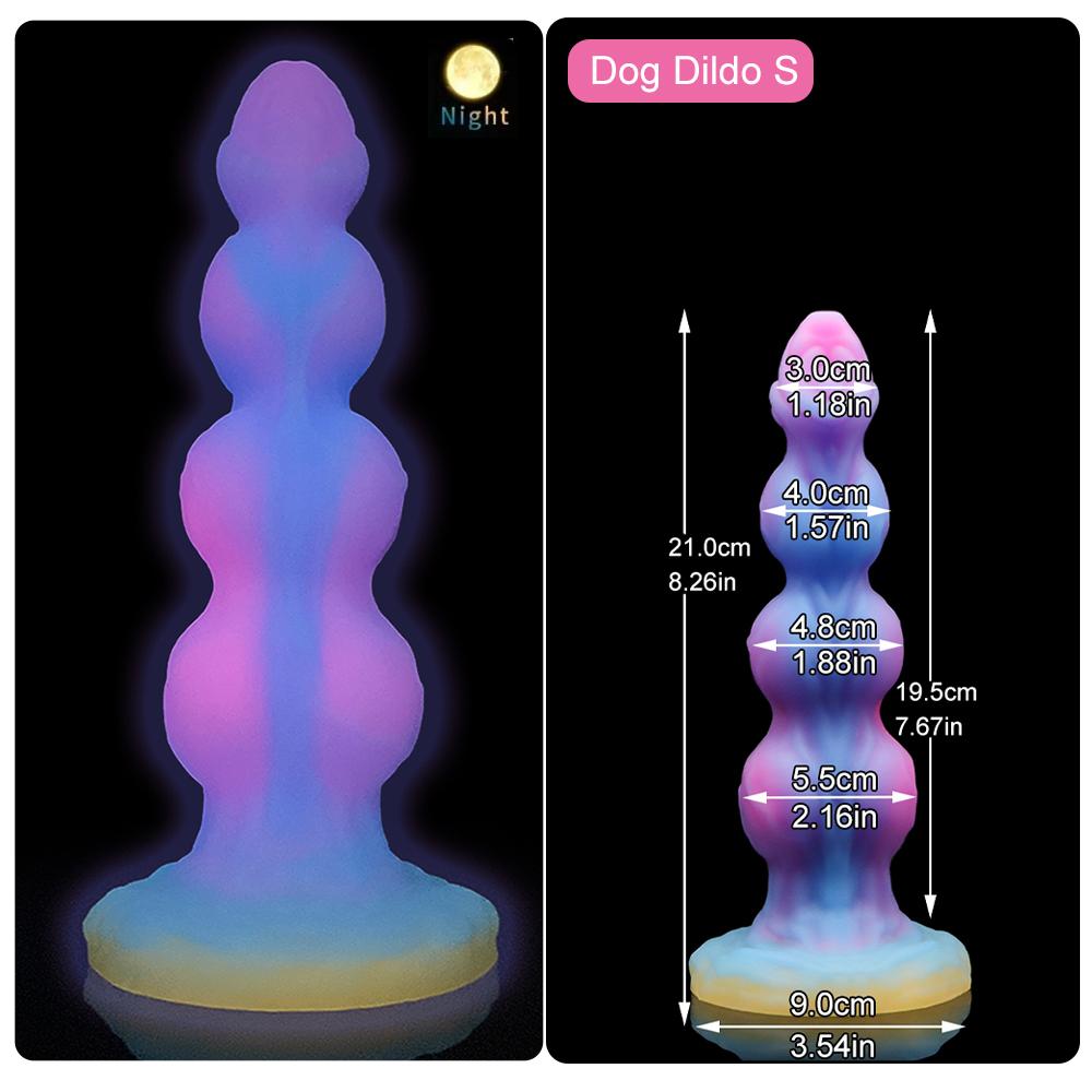 Huge Anal Dildos Realistic Dog Dick Luminous Animal Penis 3 Balls Anal Plug Silicone Butt Plug for Women Vaginal Masturbation