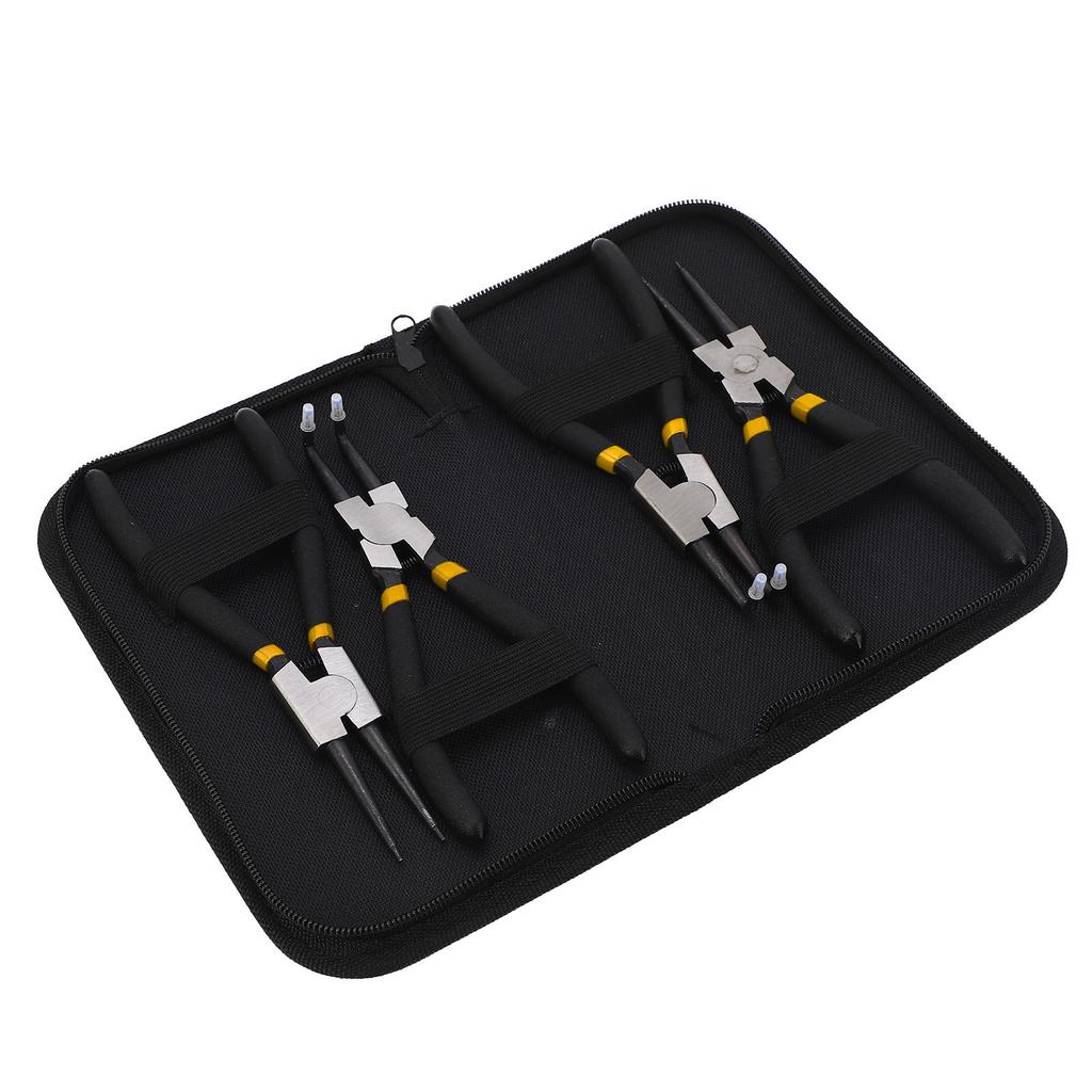 4PCs Circlip Pliers Set Steel Ring Plier Plastic Coated Handle Anti Oxidation Hand Operated Tool(Noir Double Section 7