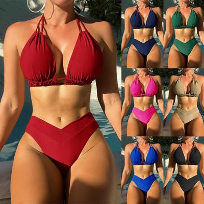 Women's Swimsuit Sexy Solid Color Fashion Split Two-piece Bikini Swimsuit