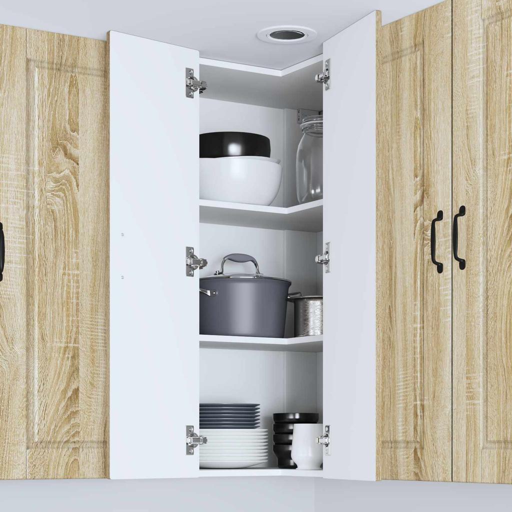 Wall Mounted Corner Cabinet PORTO Sonoma Oak 57 X 57 X 100 Cm