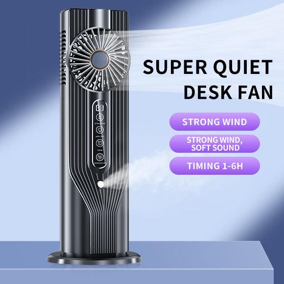 Compact Silent Electric Fan with Atomizing Humidifier and High Wind Circulation for Desktop Air Conditioning 125x125x325mm