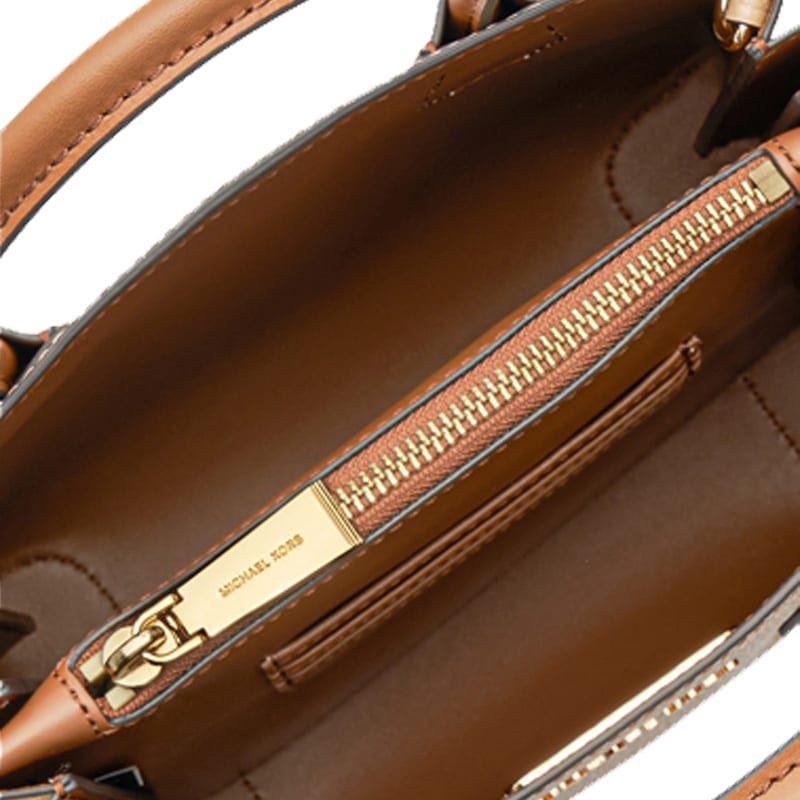 Michael Kors Mercer Cow Leather Trunk Bag, Tote Bag, Shopping Bag, Crossbody Bag, Handbag Medium Women's Camel 30H8GM9M8T-260