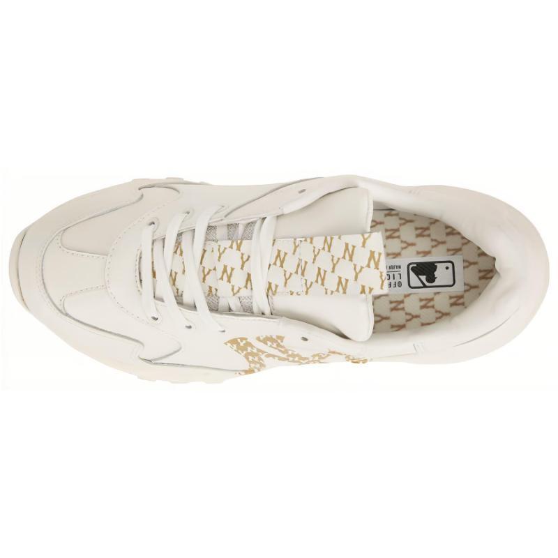 MLB Big Ball Chunky Monogram Lt Low Top Chunky Sneakers Unisex White Gold Sneakers 32SHCM011-50I
