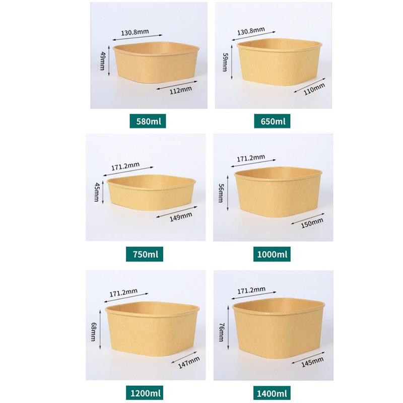 10Pcs Disposable Lunch Box Kraft Paper Square Lunch Box Fast Food Packing Boxes Paper Bowls With Lid Household Bento Boxes