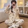Elegant And Simple Natural Style Pajamas Women'S Autumn Flowers Long-Sleeved Fashion Loungewear Cloud Cotton Suit