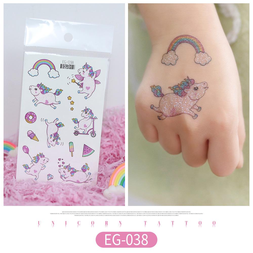 Unicorn Glitter Tattoo Stickers: Cute Temporary Cartoons for Kids