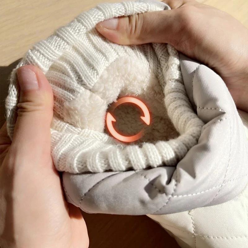 Nouvelles Bottes de Neige d'Hiver pour Femmes Simples Semelle Épaisse Imperméables Chaussures en Coton Duvet Bottes Chaudes Épaissies Chaussures en Coton pour Couple