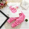 Summer Cotton Girl Clothes Cute Long-sleeved Cartoon Animal Baby Suit Round Neck Clothes + Pants Suit