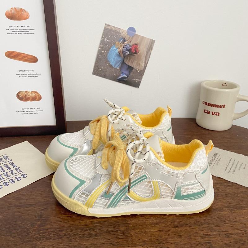 Atmungsaktive Mesh-Damenschuhe mit dicker Sohle, Sommer neu, vielseitig und leicht, Netzschuhe, lässige Sport-Board-Schuhe