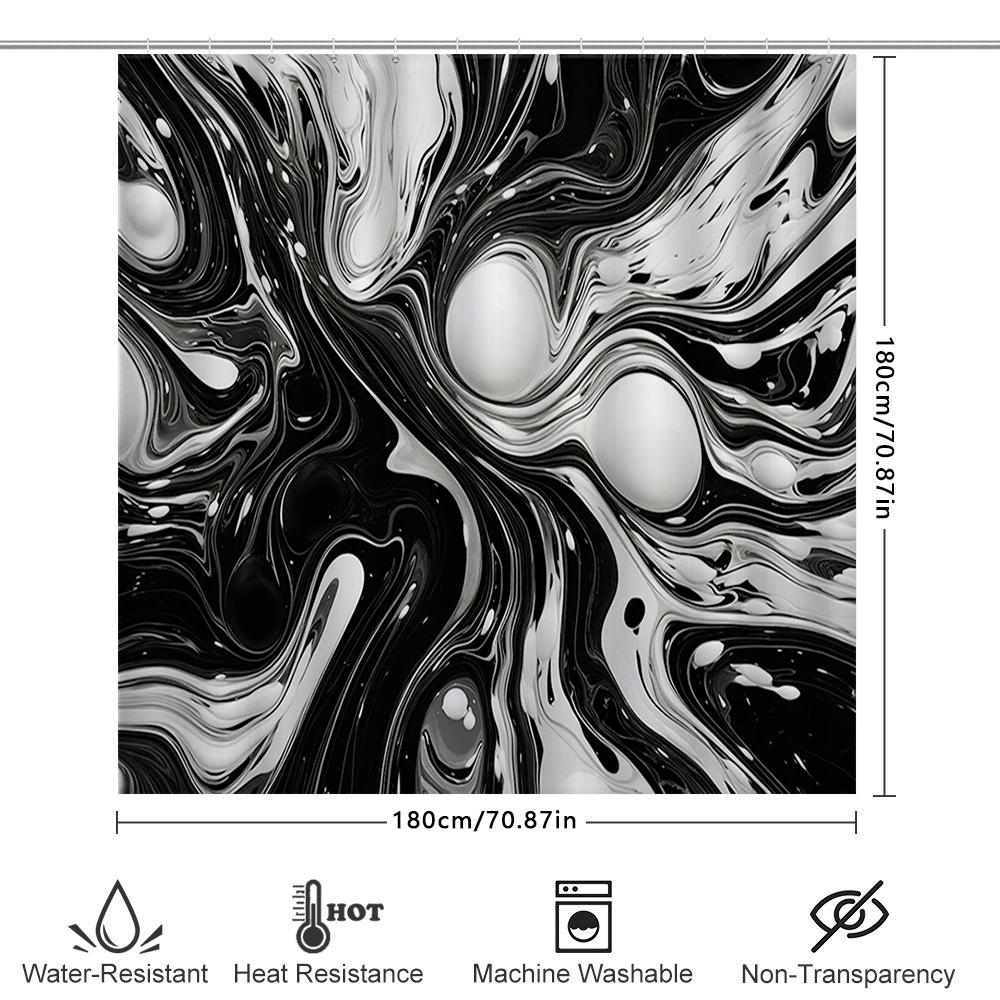 Black White Modern Shower Curtain Plastic Waterproof Bathtub Decoration Home Bathroom Decor