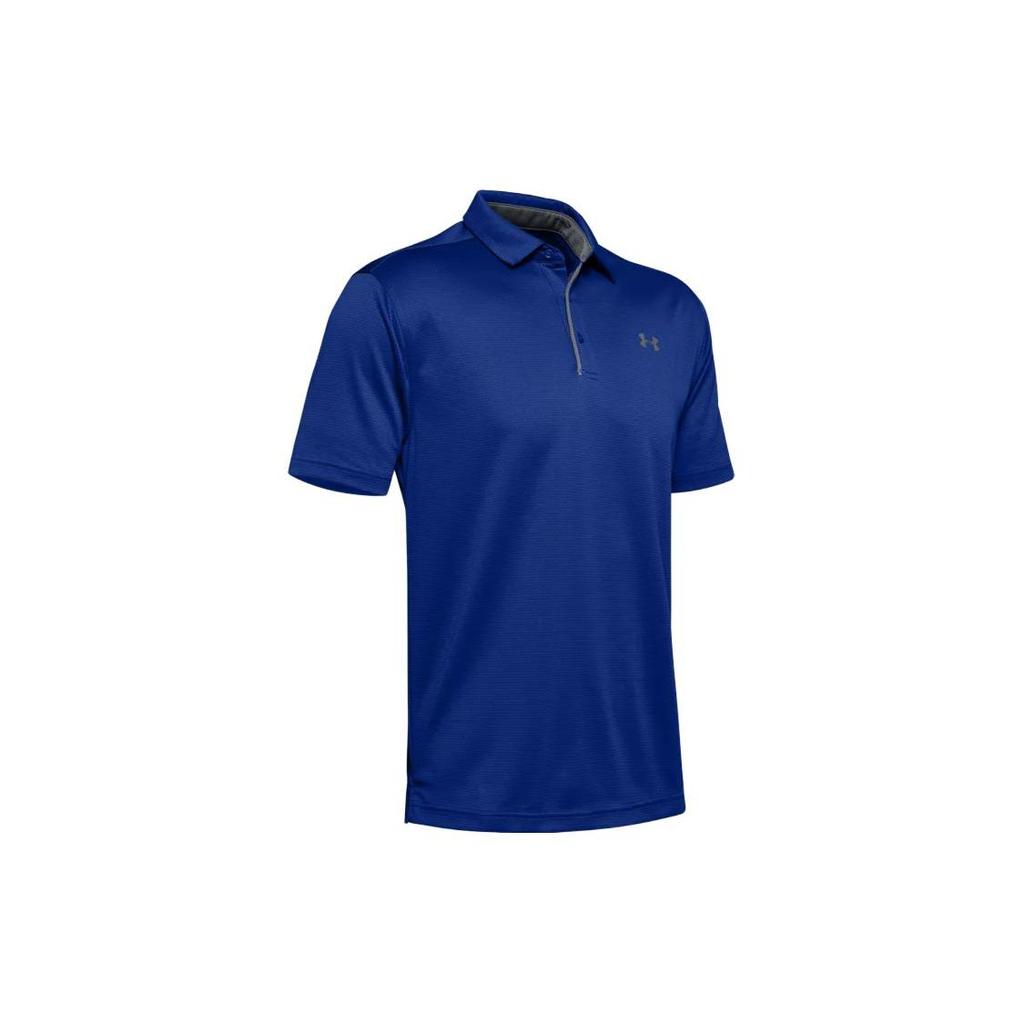 Under Armour Solid Fit Logo Print Short Sleeve Polo Shirt Men Tops Blue 1290140-400