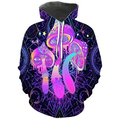 Kleurrijke Magische Paddenstoel Hoodie Voor Mannen Vrouwen 3D Geprint Abstract Patroon Pullovers Sweatshirt Casual Lange Mouw Heren Hoodie Tops