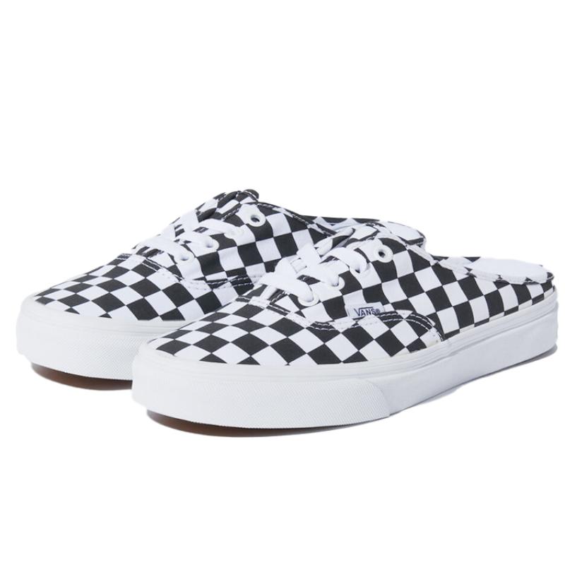 Vans Authentic Checkerboard Cushioning Lightweight Breathable Low-Top Skateboard Shoes Unisex Black White Checkerboard Vans VN0A54F75GU1