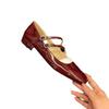 Scarpe Mary Janes da Donna con Doppia Fibbia Scarpe da Abito in Vernice Décolleté con Tacco Alto Retro Scarpe da Donna Nere Rosse 8962N