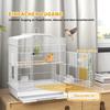 Large Metal Bird Cage with Perches, Food Bowls, Swing, for Budgies, Parakeets, White