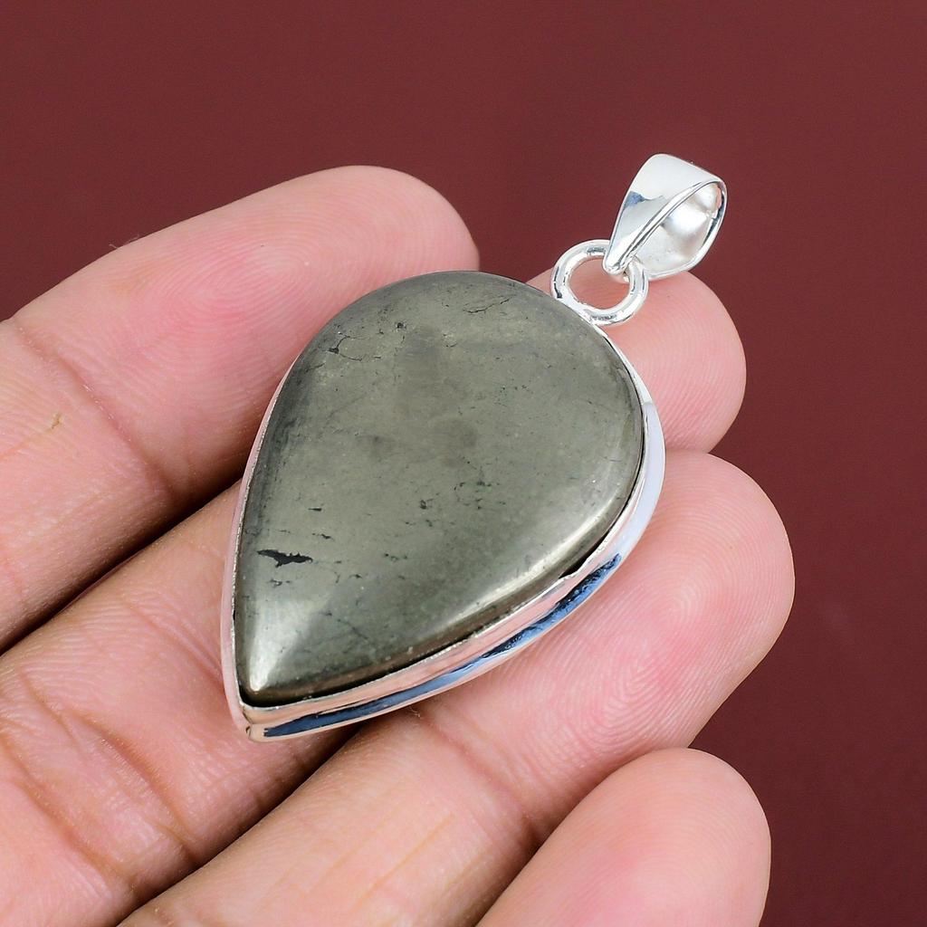 Pyrite Pendant Natural Gemstone Pendant Handmade Jewelry 925 Sterling Silver Pendant Birthstone Pendant Unique Style Jewelry Gifts For Women