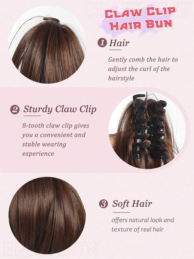 Synthetic Claw Clip Ponytail Extension 8-inch Short Curly Ponytail Hair Piece For Women's Daily Use