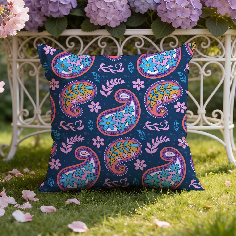 Paisley Bandana Pattern Cushion Cover Home & Car Dual-Scene Pillow Cover: Reversible for Premium Comfort