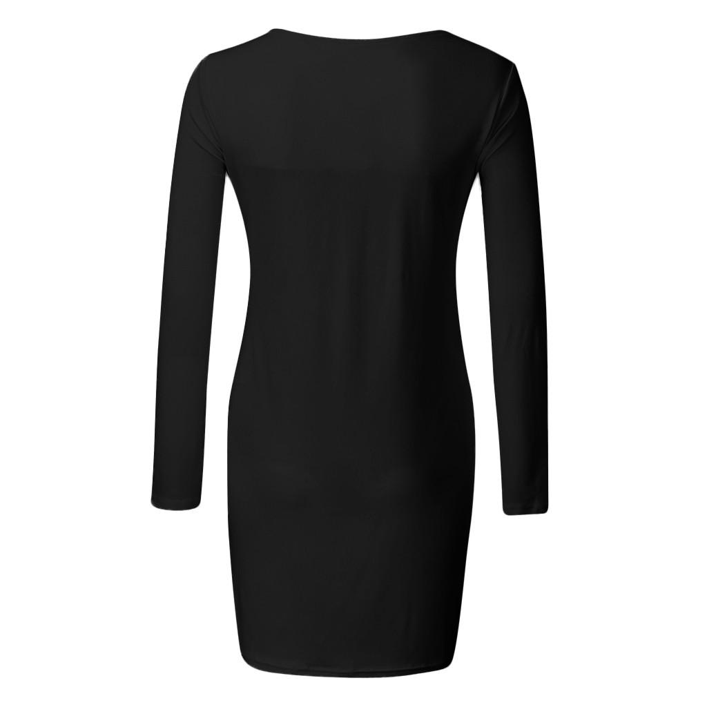 (Projector)Women Pregnant Maternity  Long Sleeve Solid High Elastic Soft Mini Dress