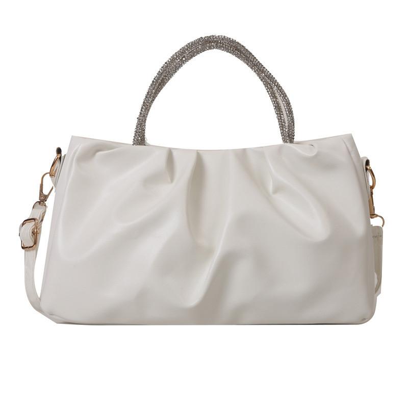 Elegant Versatile Women s Handbag 2024 Summer Solid Color Large Shoulder Bag белый
