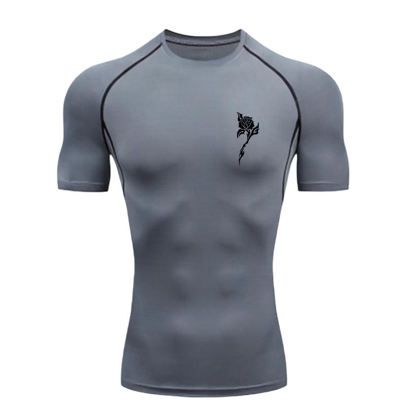 Black Rose  Men's Sports T - Shirt Training Fitness Compression Quick Dry Short Sleeve T - Shirt