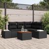 Garden Sofa Set with Cushions 5 pcs Black Poly Rattan