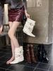 Autumn and winter new pointed slope heel high flat bottom thin French fashion sexy beauty female Internet celebrity short boots