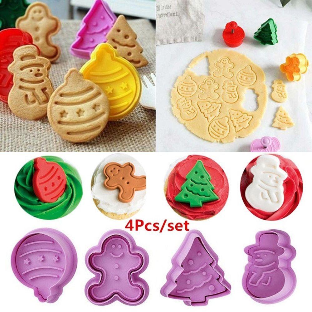 Decorating Plunger Fondant Gingerbread Man Christmas Cookie Cutter Cake Mold Baking Mould