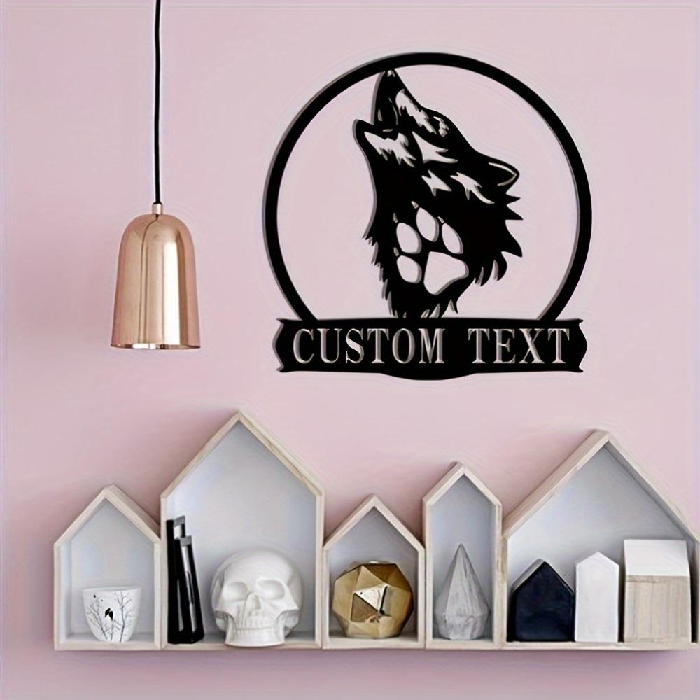 Custom Metal Wolf Head Wall Decor with Personalized Text - Indoor/Outdoor Sign for Home & Garden