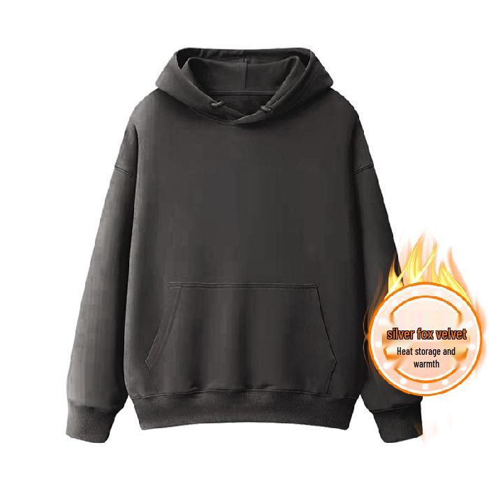 Unisex Plus Velvet Hooded Sweatshirt: Loose Fit, Solid Color, Trendy Autumn/Winter Top 3XL