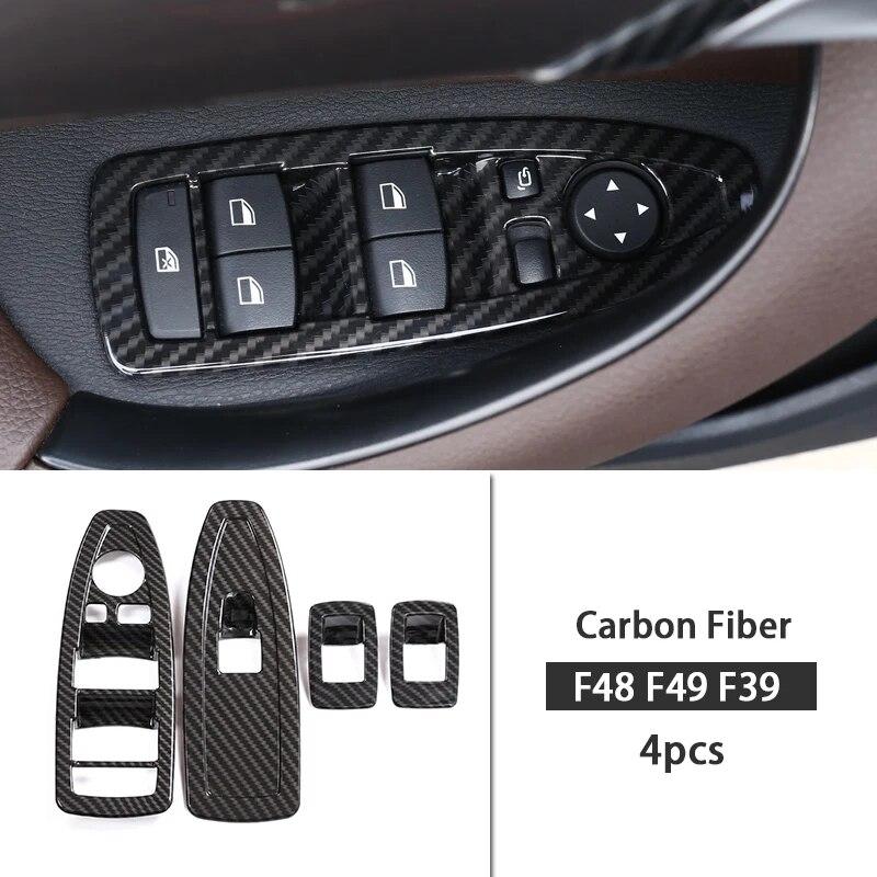 

Переключатель окна автомобиля, подъемная панель, кнопка, рамка, накладка, наклейки, украшения, аксессуары для интерьера для BMW X1 F48 F49 X2 F39 2016-22 Carbon Fiber
