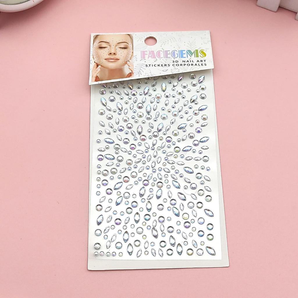 DIY Acrylic Rhinestone Face Stickers - 15 Color Set for Makeup & Stage Use