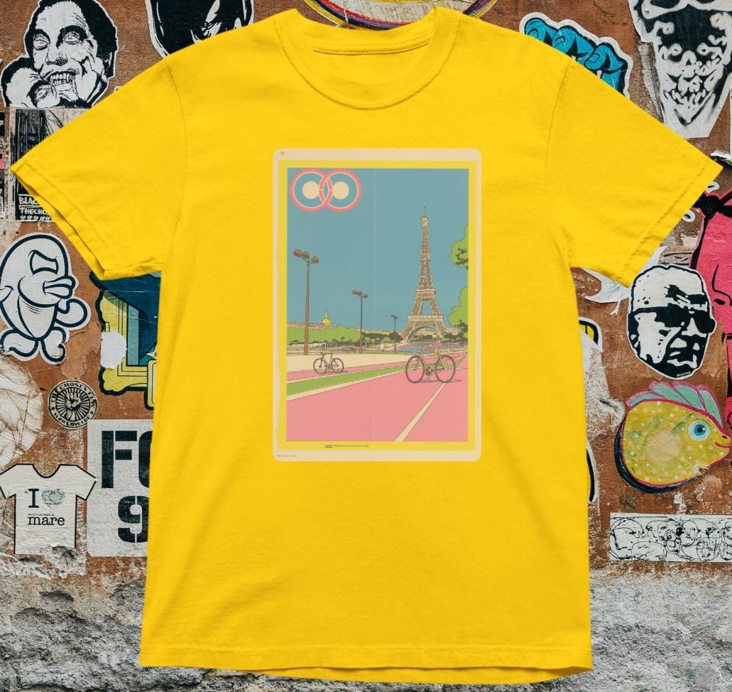 Paris Eiffel Tower Cycling T-Shirt – Retro Travel Poster Style Tee Vintage Fran XXXL