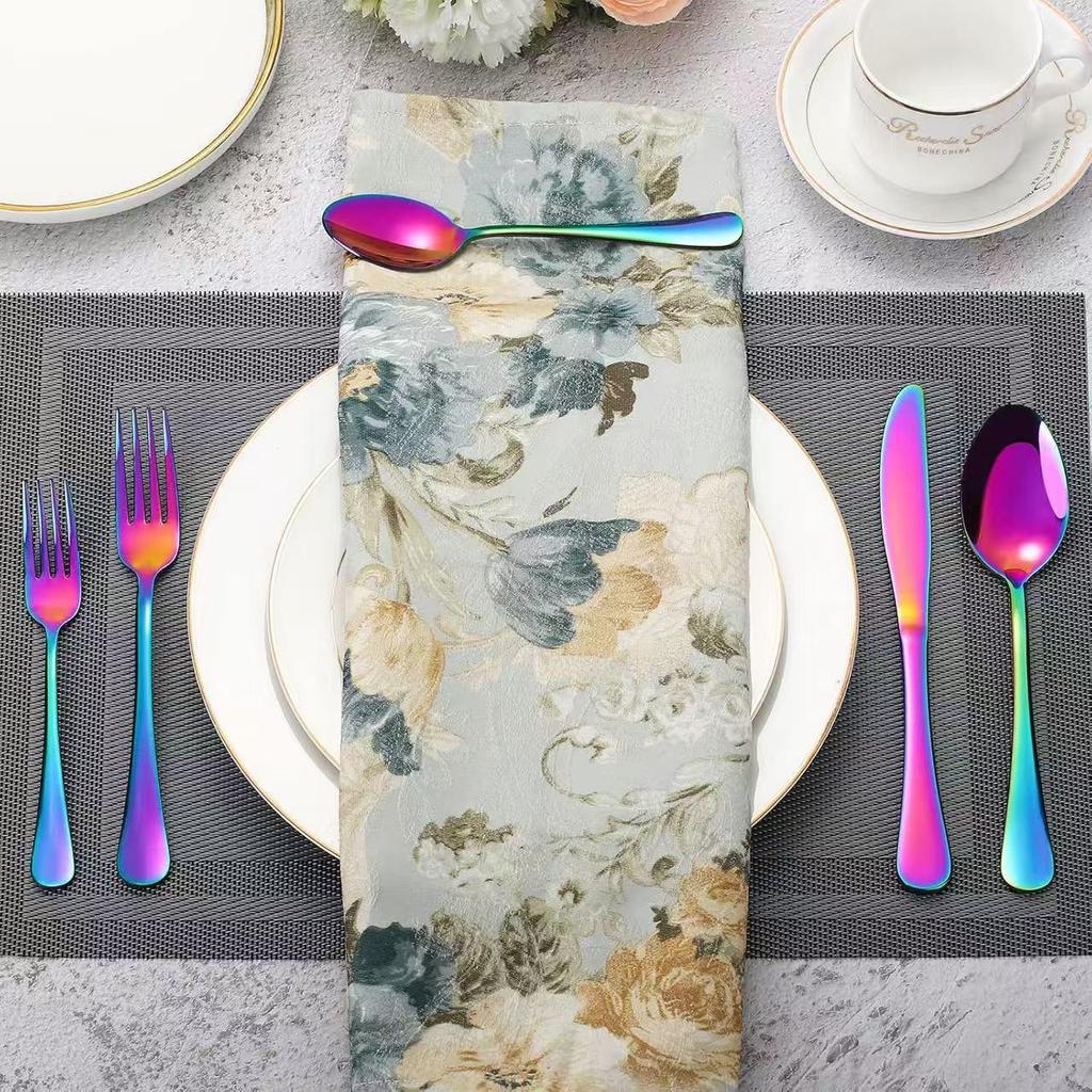 European Style Titanium Black Stainless Steel Cutlery Set - 4-Piece Knife, Fork, Spoon Gift Set