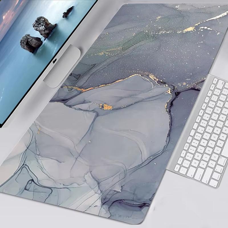 Ocean Blue Marble Pattern Desk Mat Waterproof Nonslip Extended Mouse Pad