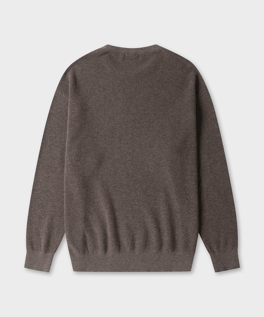 TAILDERN Leon Round Cotton Wool Sweater Brown