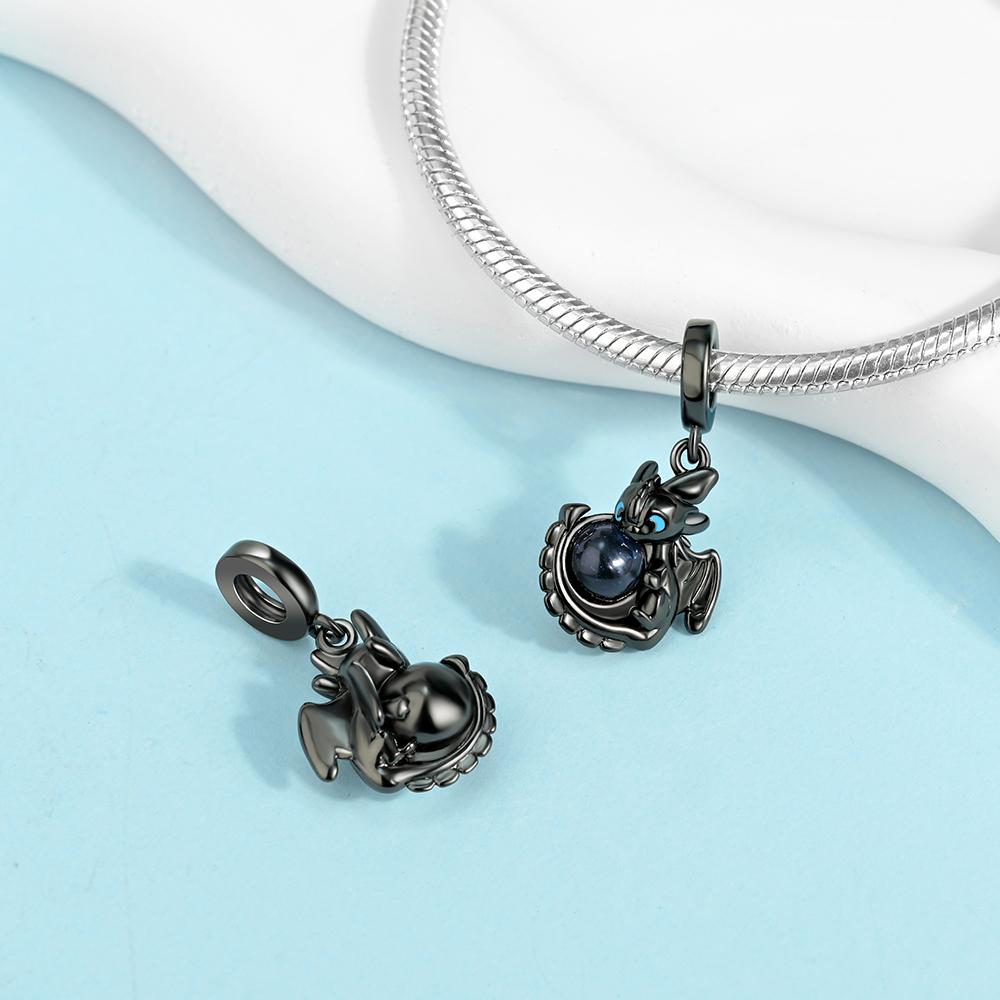 New Gothic Style 925 Sterling copper Black Spider&Red Rose Skull&Scorpion&Death Dangle Charm Fit DIY Bracelet Dark Zircon