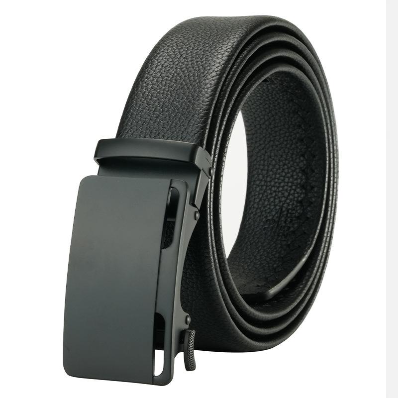 Men's Belt Genuine Leather Automatic Buckle Business Cowhide Belt Male Middle Aged and Young Versatile Simple Casual Trouser Belt for Men