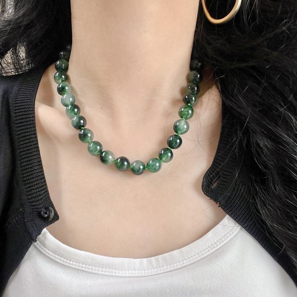 12Mm Aquatic Agate Quartzite Stone Bracelet Necklace