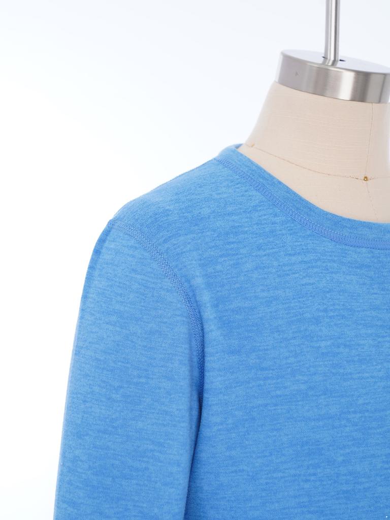 Dětská teplá souprava na doma 2dílná, Jednobarevné termotričko s dlouhým rukávem a kalhoty s elastickým pasem, Zimní spodní prádlo na spaní