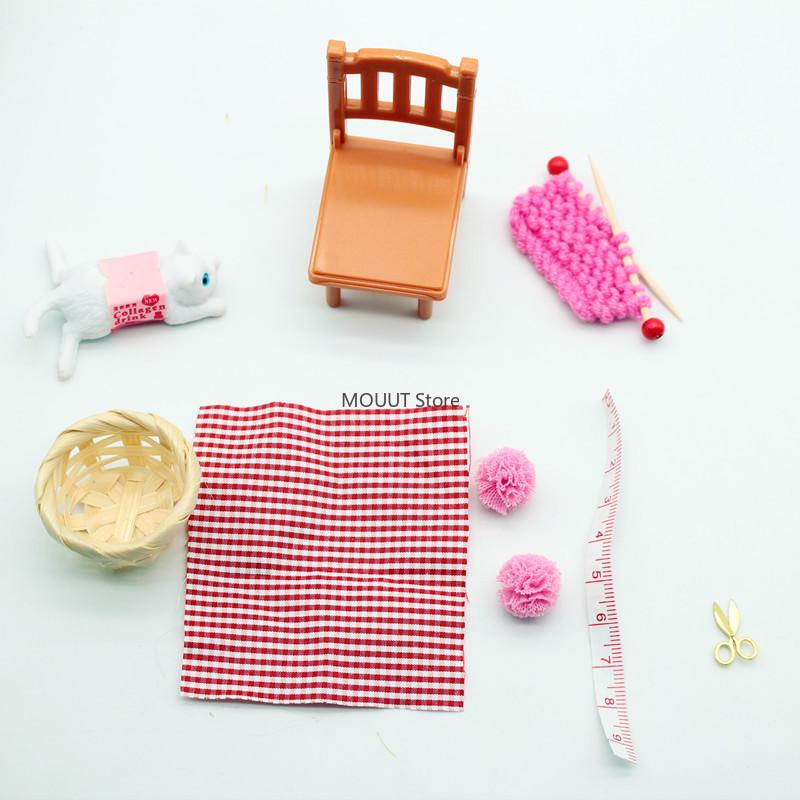 Mini Dollhouse Decoration Accessories Knit A Sweater Little Cat Model Decoration Model Ornaments Room Decoration Accessories