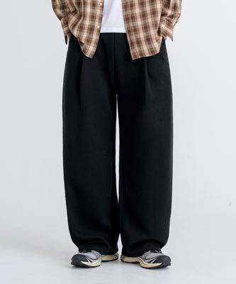 LEMAIN SECOND One-Pleat Wide Sweatpants [Black] (B Type)