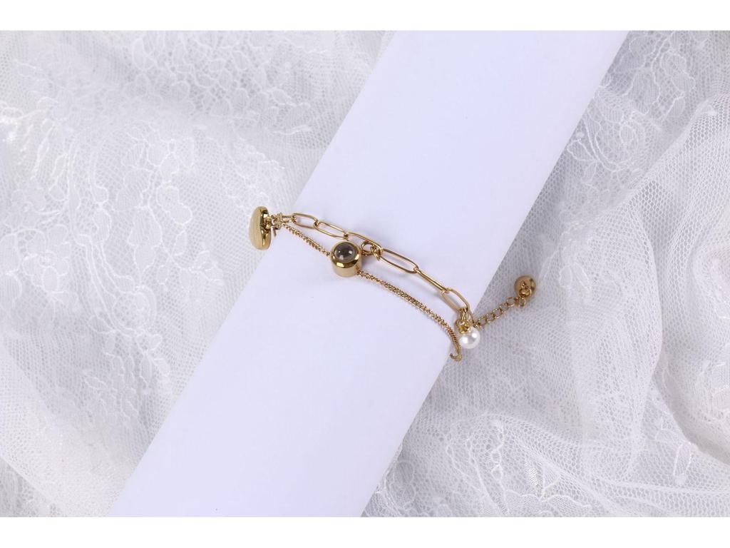 European-American Fashion Double-Layer Heart Bracelet for Women, Titanium Steel, Versatile & Colorfast