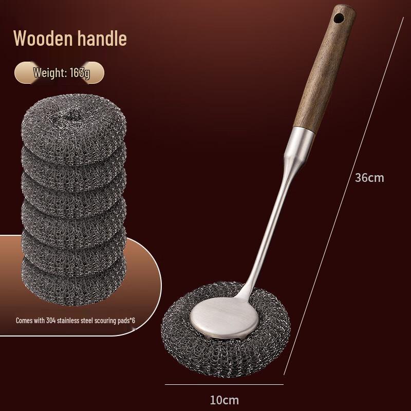 ZISIZ Long Handle Stainless Steel Pot Scrubber Set