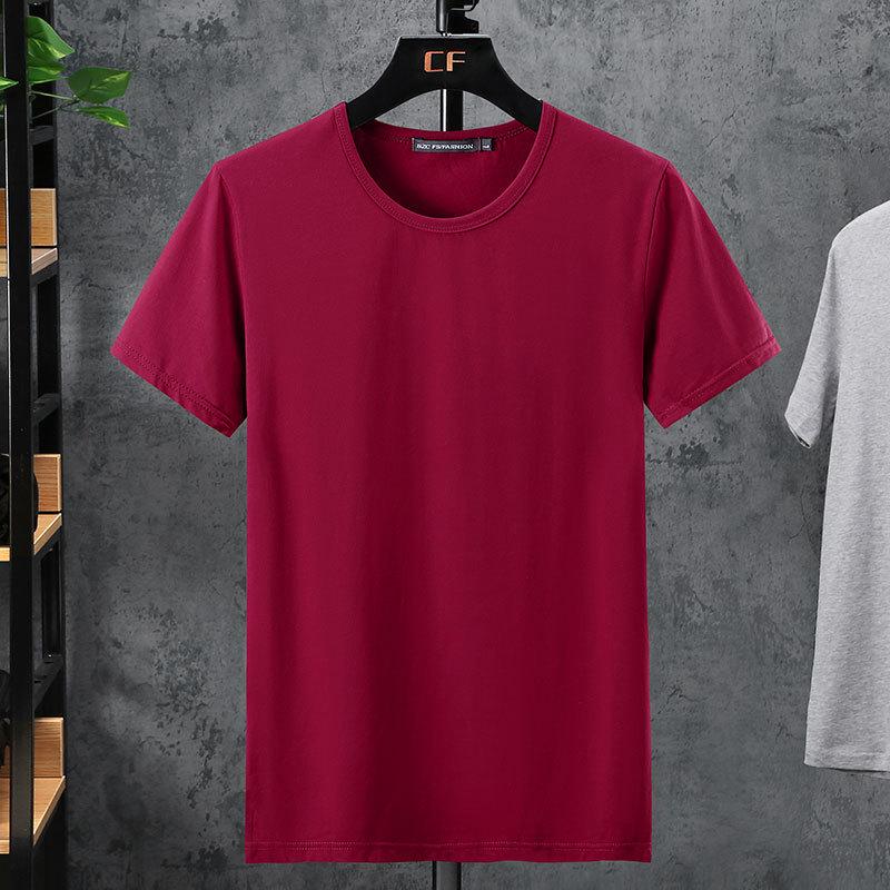 Men's Plus Size Casual Solid Color Short Sleeve Cotton T-Shirt for Team Building